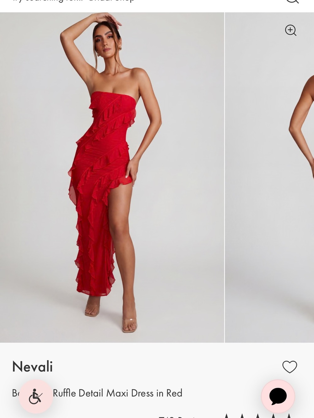 Oh Polly Brown Strapless Ruffle Asymmetrical Maxi Dress